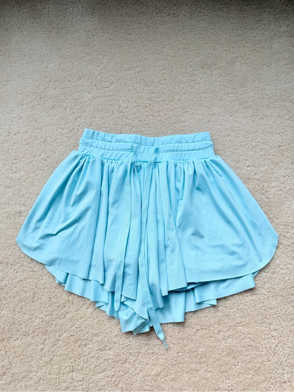 Ewedoos Women’s Aqua Green Raw Hem Athletic Skort w/ Drawstring - XS - VGUC
